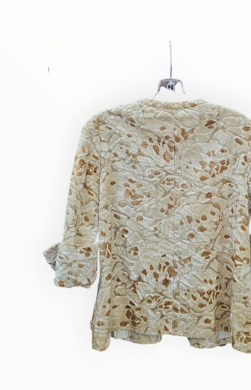 VINTAGE Domani Ivory & Camel Textured Open Front Women's Jacket - Picture 2 of 3